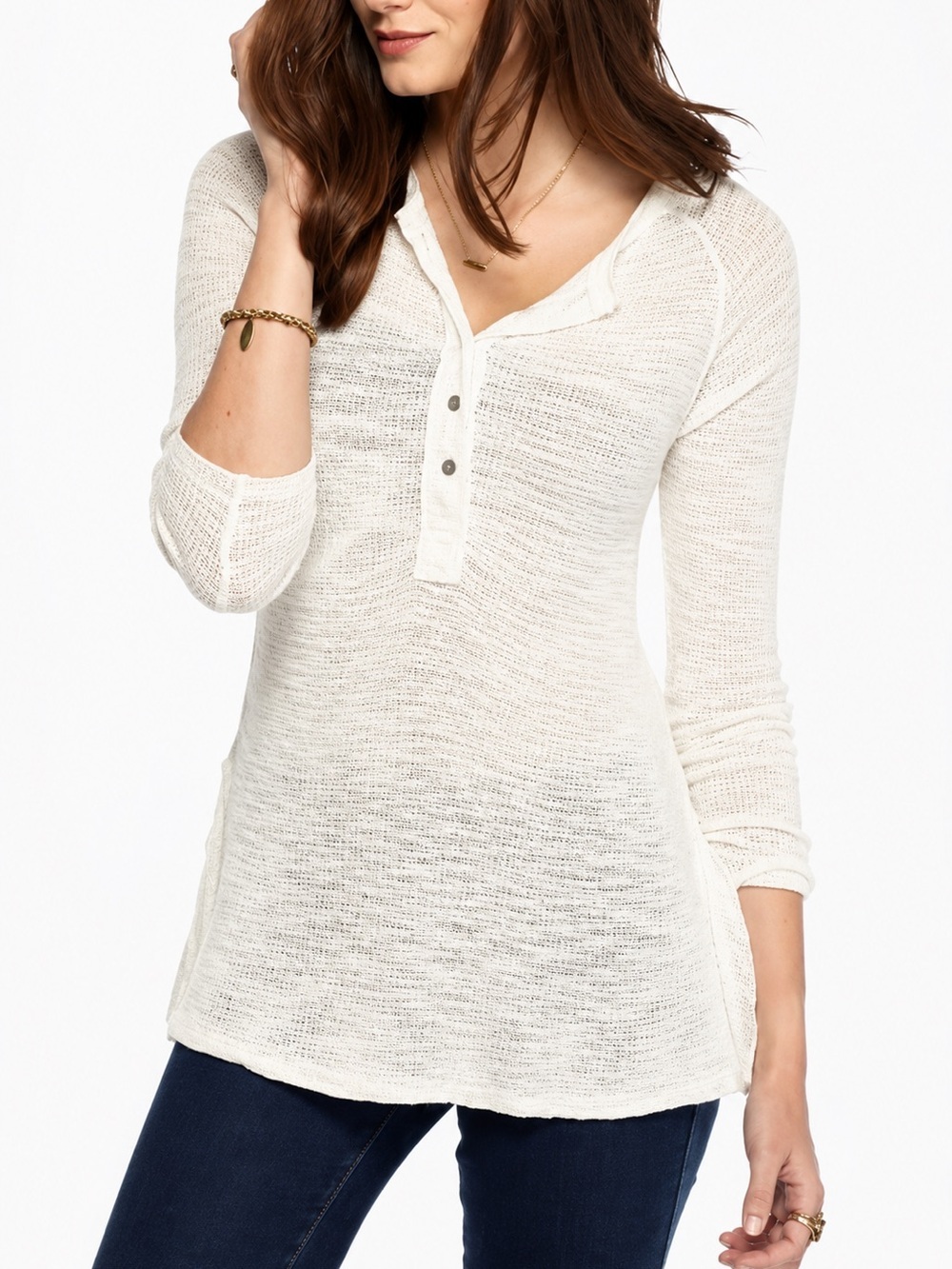 Free People Mountain Song cream top, small